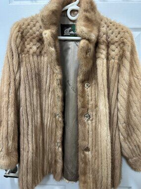 Pastel mink cord cut jacket.  Size medium.  David Green furs of Alaska